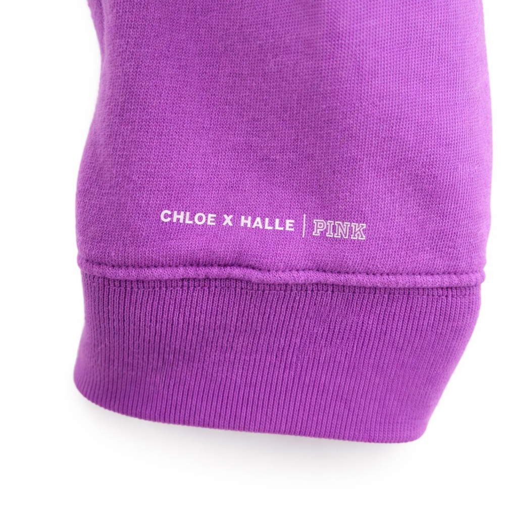 Victoria’s Secret PINK Chloe x Halle Collab Cropped Hoodie Purple Size M - Picture 4 of 5